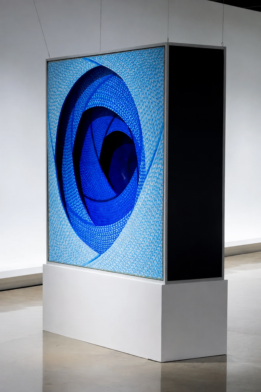 Blue installation angled view