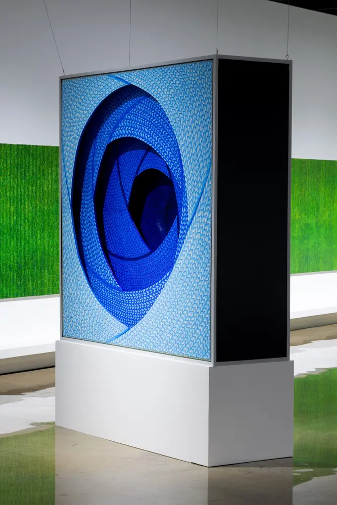 Blue installation angled view