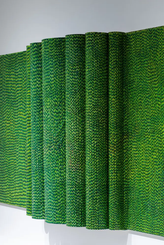 Green folded canvas detail