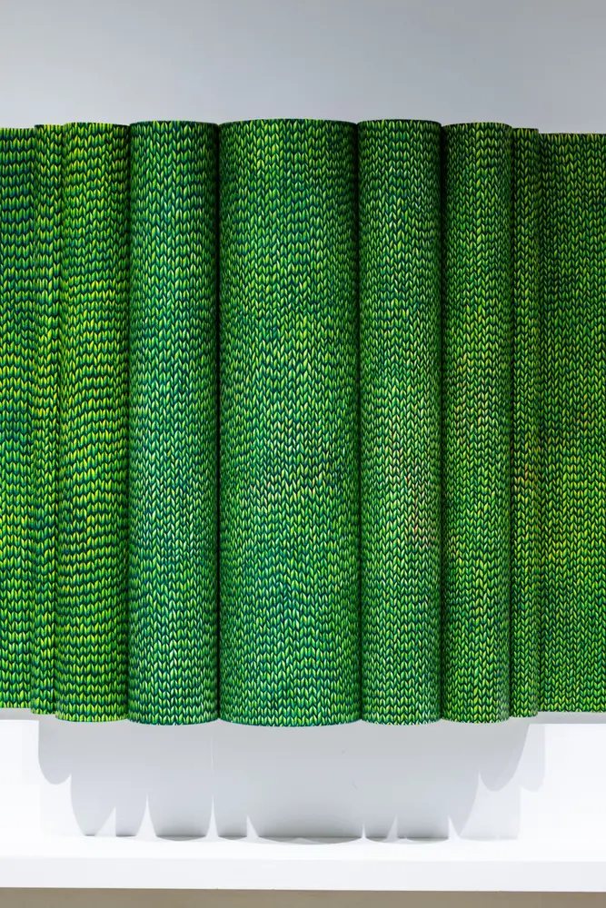 Green folded canvas frontal detail